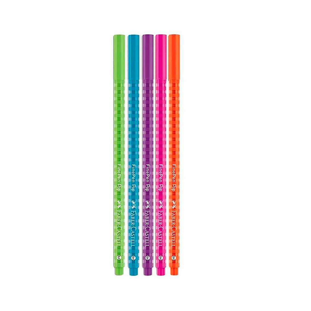 Caneta Fine Pen Pop 0.4mm - Faber-Castell - Blister com 5 Cores