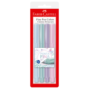 Caneta Fineliner - Faber-Castell - 4 Cores Tons Pastel 0.4mm