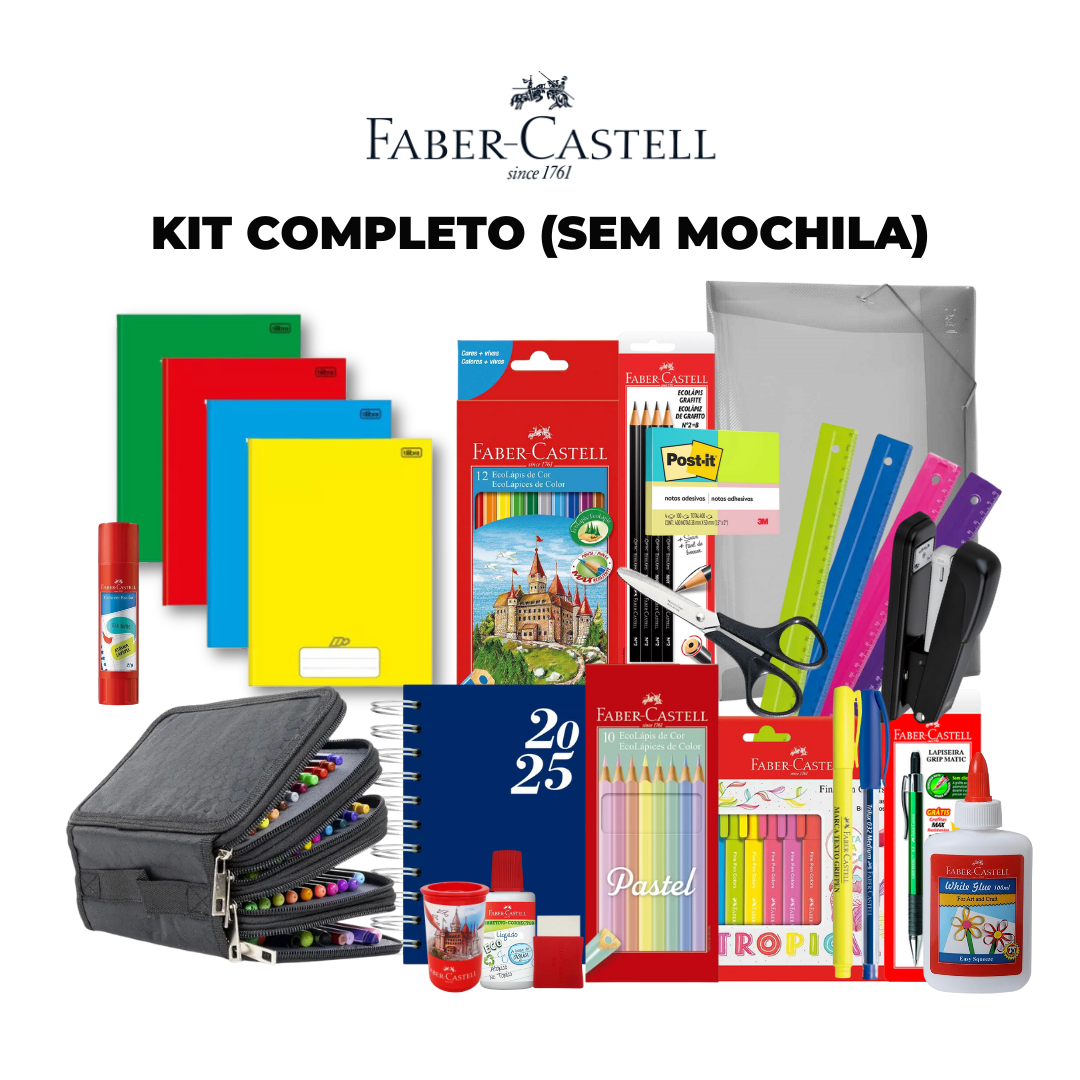 Kit COMPLETO (sem mochila) - Material Escolar Masculino