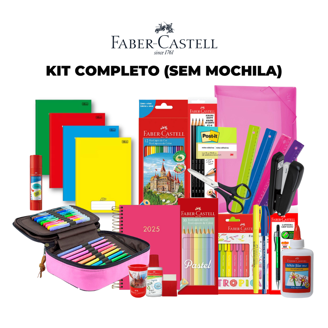 Kit COMPLETO (sem mochila) - Material Escolar Feminino