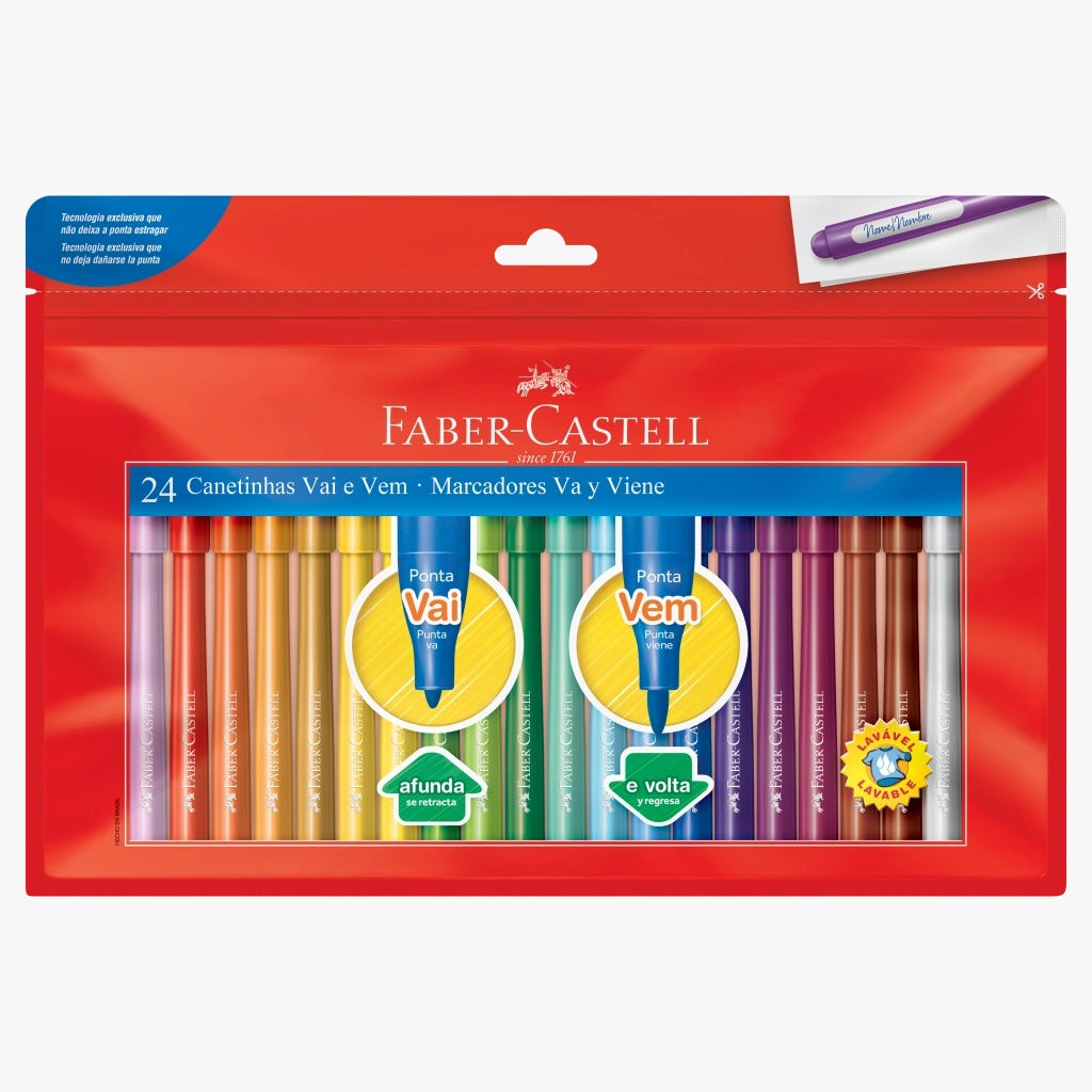 Canetinha Vai e Vem - Faber-Castell - 24 Cores