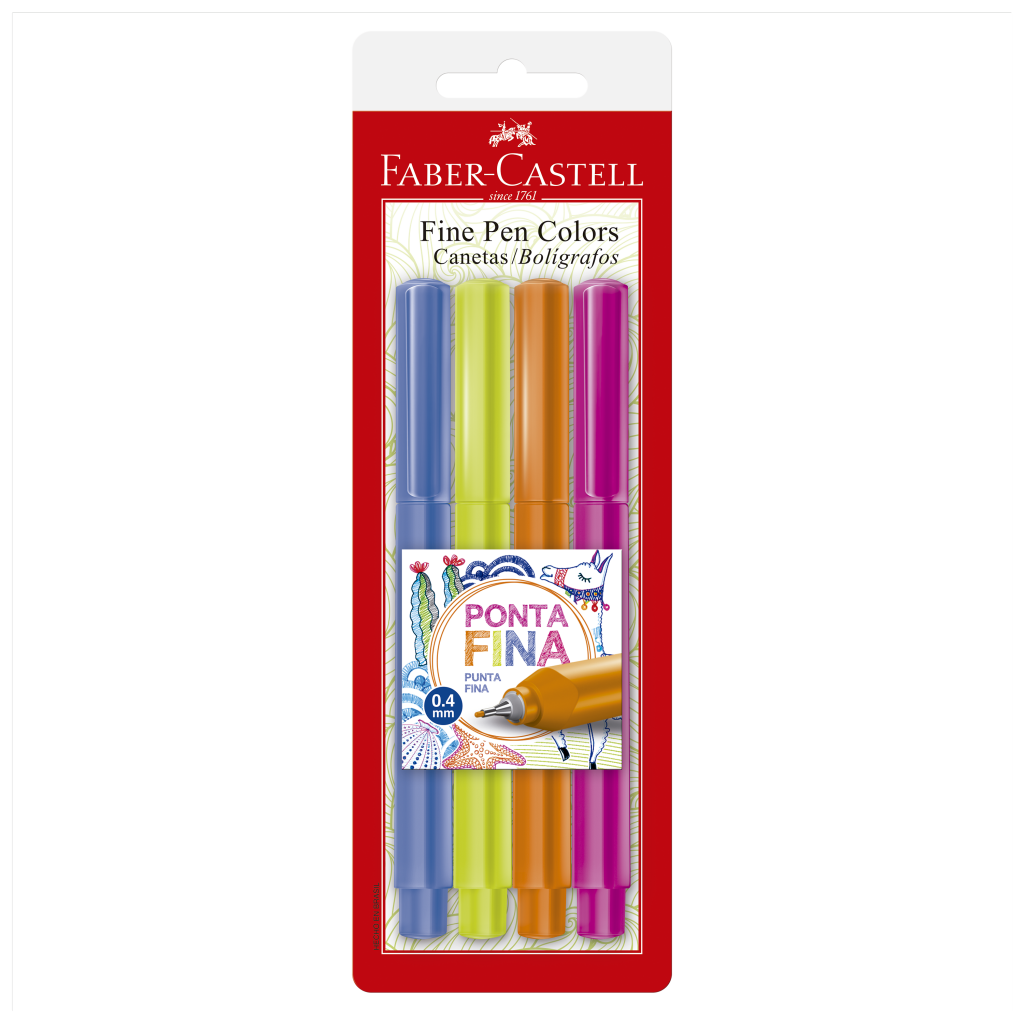 Caneta Fineliner - Faber-Castell - 4 Cores - Tons Quentes