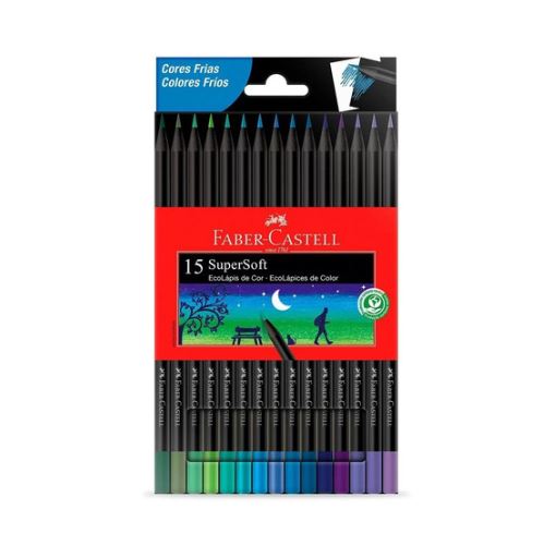 Lápis de Cor - Faber-Castell - EcoLápis Supersoft - 15 Cores Frias