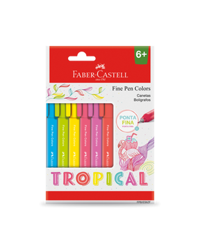 Caneta Fineliner 0.4mm - Faber-Castell - Tropical 6 Cores